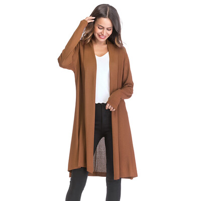 

Toponeto Womens Loose Gradient Solid Knit Cardigan Retro Long Sleeve Coat