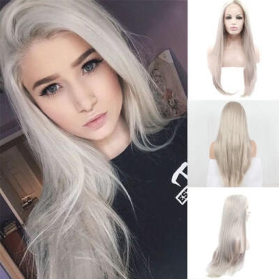 

Women&39s Hair Platinum Blonde Front Wigs Synthetic Heat Resistant WigCap