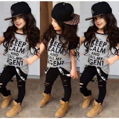 

2Pcs Kids Toddler Girl T-shirt Tops Pants Legging Outfits Set USA Clothes Seller