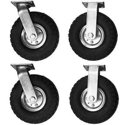 

Ktaxon 4Pcs 10" Pneumatic Air Tire Wheel 2 Rigid 2 Swivel Cart Caster Heavy Duty