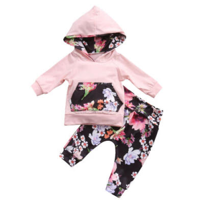 

UK Newborn Baby Girls Hooded Tops T-shirt Pants Leggings 2pcs Outfit Clothes Set