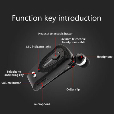 

Fineblue F930 Clip-on Bluetooth 41 Headphones In-ear Cable Retractable Earphone Stereo Music Headsets Hands-free Calling Multi-po
