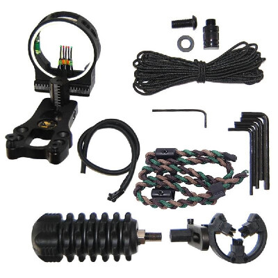 

5 Pin Bow Sight Archer Sight Kit with Sight Light Arrow Rest Stabilizer Sling Peep Sight Wrenches D Loop String