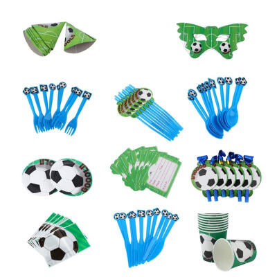 

Greensen 16PCS Disposable Paper Plate Football Theme Birthday Cake Knives Forks Dinnerware Set