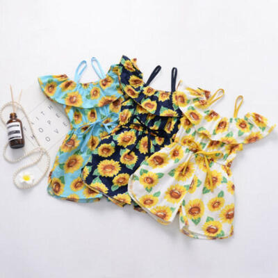 

Toddler Baby Girl Clothes Sling Sunflower Romper Jumpsuit Overall Outfit Sunsuit