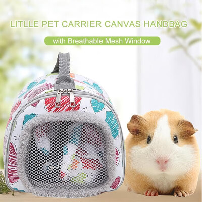 

Hamster Carrier Guinea Pig Handbag Hedgehog Carrier Bag Squirrel Rabbit Portable Travel Canvas Bag with Breathable Mesh Window