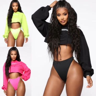 

Womens Hoodie Sweatshirt Jumper Sweater Crop Top Coat Sports Pullover Tops -XL