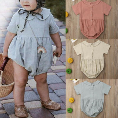 

UK Newborn Infant Baby Girl Cotton Solid Romper Jumpsuit Autumn Outfits Clothes