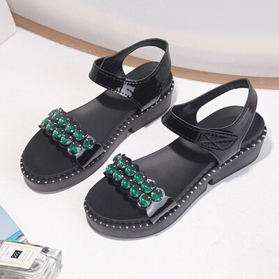 

Muffin sandals womens summer Korean version of fashion water drill 100 magic slope&thick-soled students Roman sandals tide