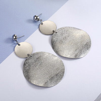 

E0153 Gold Silver Color Statement Geometric Circle Metal Pendientes Earrings for Women Fashion Drop Earring Brincos