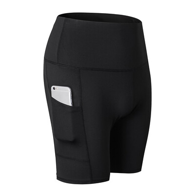 

Women Sports Yoga Pants Side Pockets Short Leggings Sportswear Fitness Skinny Bodycon Trousers