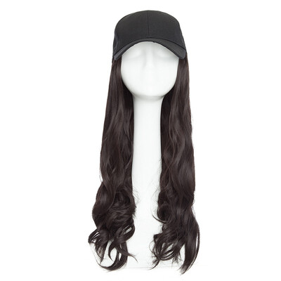 

Baseball Hat with Synthetic Hair Extension Black Color Long Wavy hair Extensions with Baseball Cap Black Hat for women