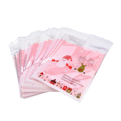 

100pclot Cute Cartoon Gifts Bags Christmas Cookie Packaging Self-adhesive Plastic Bags For Biscuits Birthday Candy Cake Package