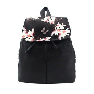 

Lovely Floral Printing Leather Backpacks Vintage Schoolbags for Girls