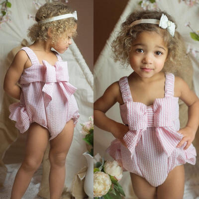 

Cotton Newborn Baby Girls Clothes Bowknot Romper Jumpsuit Bodysuit Outfits 0-24M