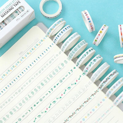 

10 Rolls Washi Tape Set Decorative Masking Tapes Sticky Paper Tape for Bullet Journals DIY Scrapbooking Crafts Gift Wrapping