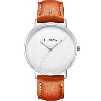 

2018 GENEVA Watch Men Womens PU Leather Band Stainless Steel Analog Quartz Wristwatch Lady Female Brown Watches Reloj Mujer