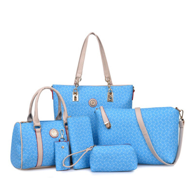 

6pcs Fish Bone Pattern Womens Shoulder Bags Totes Handbags Leather Design Clutch Wallet Key Bag Bags Kit