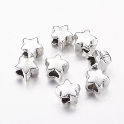 

Large Hole Beads Tibetan Style European Star Beads Antique Silver Lead Free&Cadmium Free 11mm long 10mm wide 7mm thick