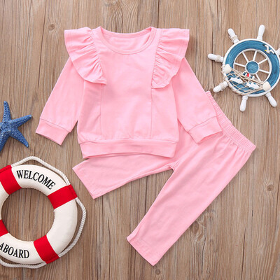 

Infant Baby Girl Ruffles T-shirtPants Top Toddler Autumn Clothes Tracksuit Sets