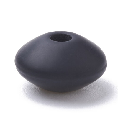 

Food Grade Environmental Silicone Beads Chewing Beads For Teethers DIY Nursing Necklaces Making Rondelle Black 12x67mm Hole