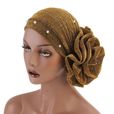 

Fashion Faux Pearl Decor Big Flower Women Muslim Hijab Turban Hat Head Wrap Cap