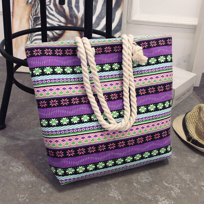 

Summer Shopping Big Bag floral Messenger Bags Women Canvas bohemian style striped Shoulder Beach Bag Female Casual Tote