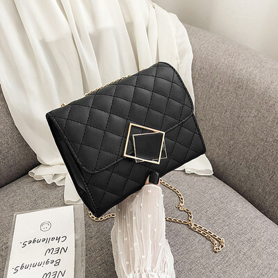 

Casual temperament Sen wild slanting small square bag 2019 new Korean fashion simple rhombic chain shoulder bag