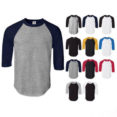 

Raglan 34 Sleeve Baseball Mens Plain Tee Jersey Team Sports T-Shirt -2XL New