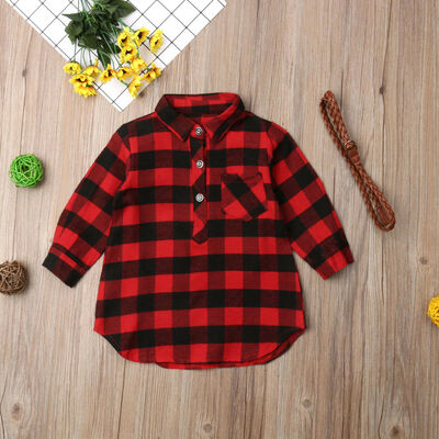 

SUNSIOM 2Pcs Plaid Toddler Kids Baby Girl Outfit Clothes T Shirt Top DressBelt Set