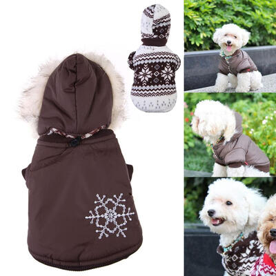 

Warm Small Dog Pet Coat Winter Outercoat Snowflake Hoodie Clothes Apparel