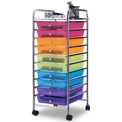 

10 Drawer Rolling Storage Cart Organizer-Color