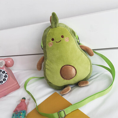 

2019 new fashion plush avocado bag girl personality cartoon crossbody bag cute foreign funny dog shoulder bag