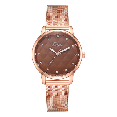 

DISU Stainless Steel Luxury fashion casual gold women watches bracelet Womens Roman Numerals Faux Leather Analog Quartz Watch