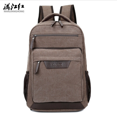 

Solid color canvas backpack Retro shoulder bag bag Leisure travel bag