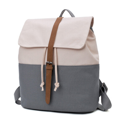 

Tailored Canvas Backpack Retro Sen Shoulders Solid Color Stitching Student Bag Travel Bag