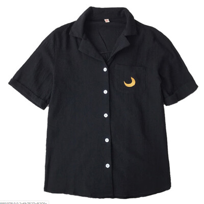 

Korean Embroidery Cotton Shirt Summer Fashion Women Blouse Lapel Short Sleeve Casual Tops Ladies Shirt Blusas Feminina
