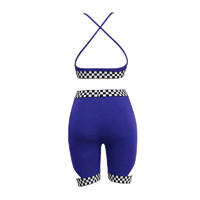 

Sexy Women Checkboard Two Piece Set Summer Outfits V Neck Crop Top&Shorts Club Tracksuits