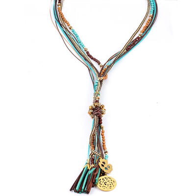 

New 3 Colors Stone Faceted Beads Necklace Multi Layer Long Statement Necklaces For Women Necklace Accessories Jewelry