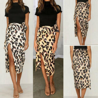 

Womens High Waist Wrap Over Asymmetric Side Split Gypsy Drape Mini Bodycon Skirt