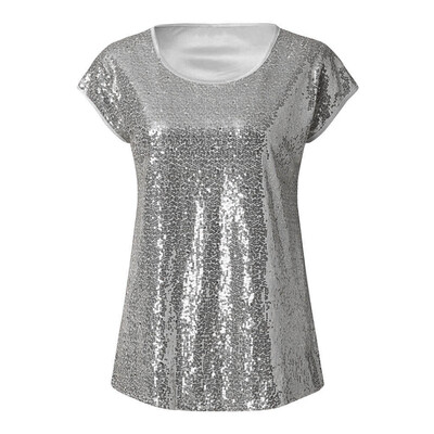 

Starmoon Women Summer Casual Sequin Short Sleeve Pullover T Shirt Tops Blouse