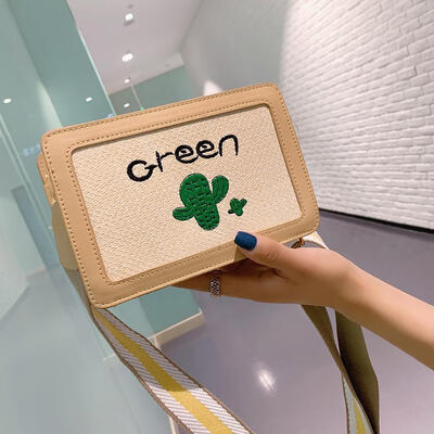 

Cactus Embroidery Shoulder Handbags Women Leather Small Flap Crossbody Bags