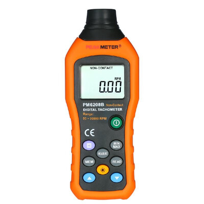 

PEAKMETER Professional Handheld Digital Photo Tachometer Non-Contact Tach Range 50～99999RPM LCD Display Motor Speed Meter with Ref