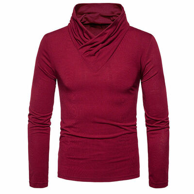 

Men Long Sleeve Pullover High Neck Turtleneck Stretch Slim Basic T Shirt Tee Top
