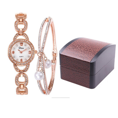 

Two-piece new steel belt ladies watch Korean version of the diamond trend quartz watch