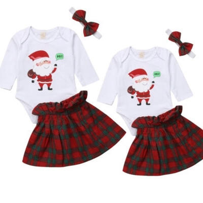 

Baby Girl Cartoon Santa Romper Dress Christmas Tutu Skirt Outfits Xmas