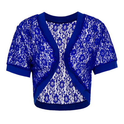 

Fashion Women Short Sleeve Lace Perspective Cardigan Jacket Women Casual Solid Color Cardigan Female Short Coat Femme Outwear
