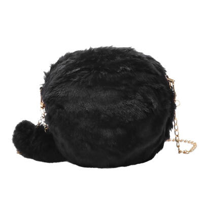 

Round Plush Fur Crossbody Bags Winter Women Girls Chain Mini Shoulder Bags