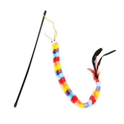 

Funny Cat Stick Pet Cat Interactive Toy Rainbow Plush Cute Shape with Bells Funny Cat Pole
