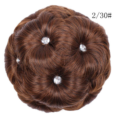 

〖Follure〗Female Wig Hair Ring Curly Bride Makeup Diamond Bun Flowers Chignon Hairpiece